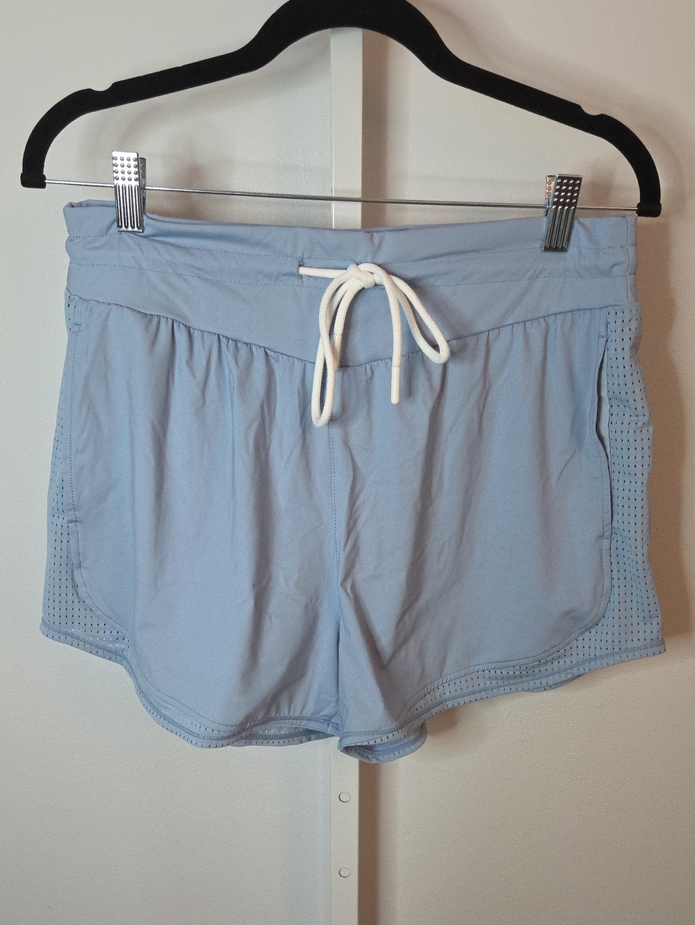 ​Halara Drawstring Contrast Mesh 2-in-1 Flowy Running Shorts Light Blue Size L